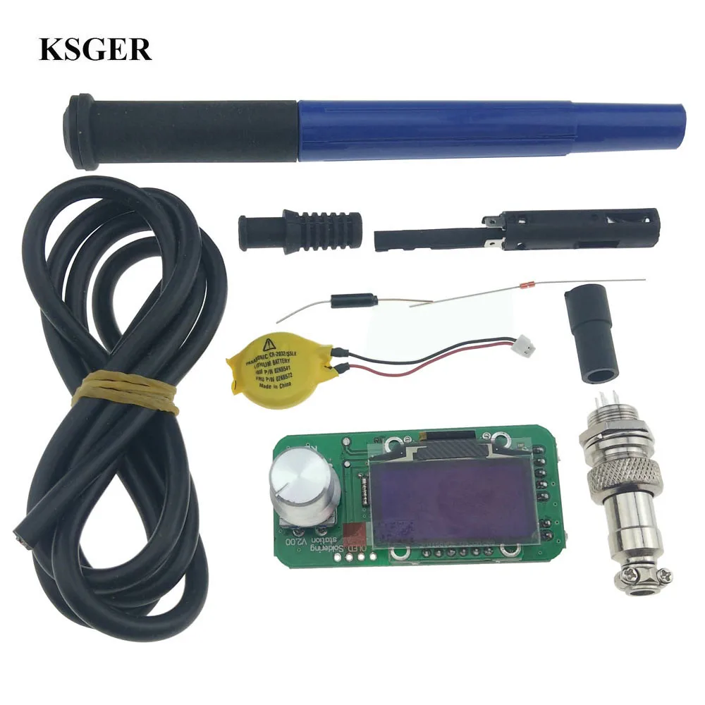 

KSGER V2.0 Temperature STM32 OLED Screen Controller 9501 Soldering Handle Set 5Core Silicone Wire with Battery New