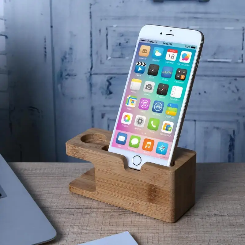 Wooden Mobile Phone Charger Holder Smart Watch Desktop Charging Stand
