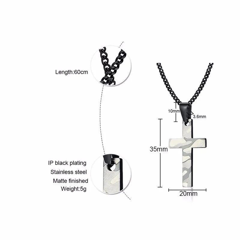 Абстрактный солдат армейский Камуфляжный принт крест кулон ожерелье для мужчин из нержавеющей стали камуфляж мужские ювелирные изделия с 24 дюймов