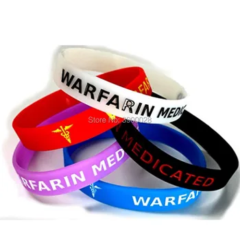 

100pc WARFARIN Medical alert Medicated silicone Wristband MEDICAL AWARENESS ALERT BRACELET