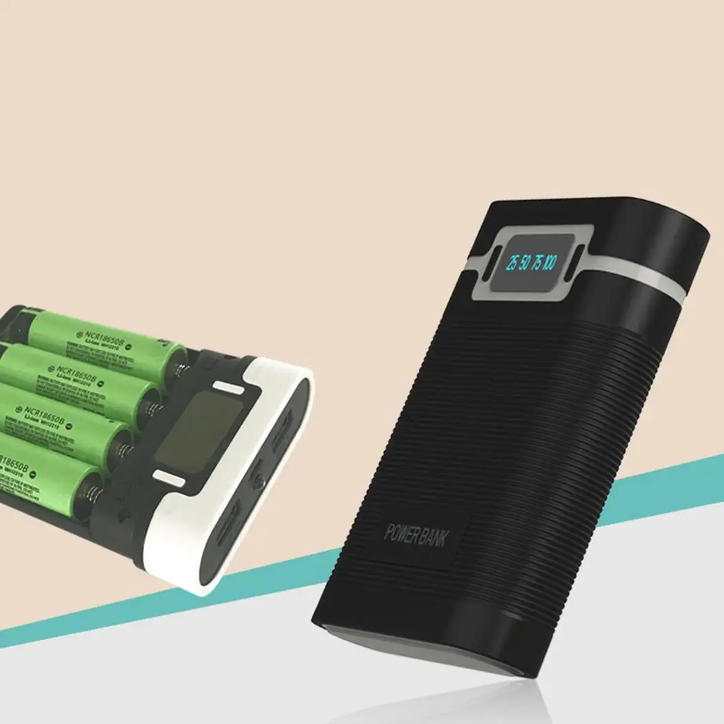 power bank case 4 x 18650 (battery not included) charger box portable power display portable external power bank case