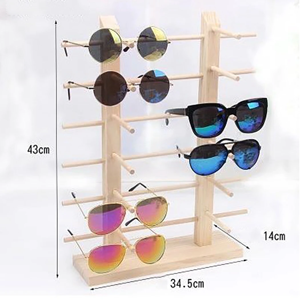  Multi Layers Wood Sunglass Display Rack Shelf Eyeglasses Show Stand Jewelry Holder for Multi Pairs 