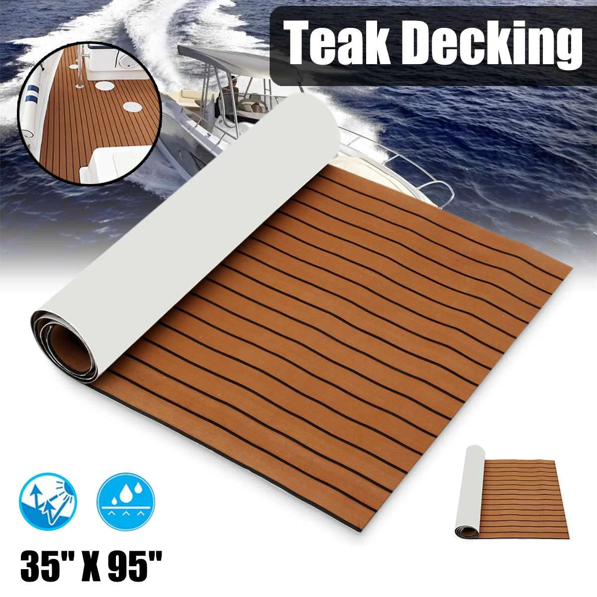 

Self-Adhesive 2400x900x5.5mm Marine Boat Synthetic Flooring EVA Foam Yacht Teak Decking Sheet Boat Accessories Dark Brown