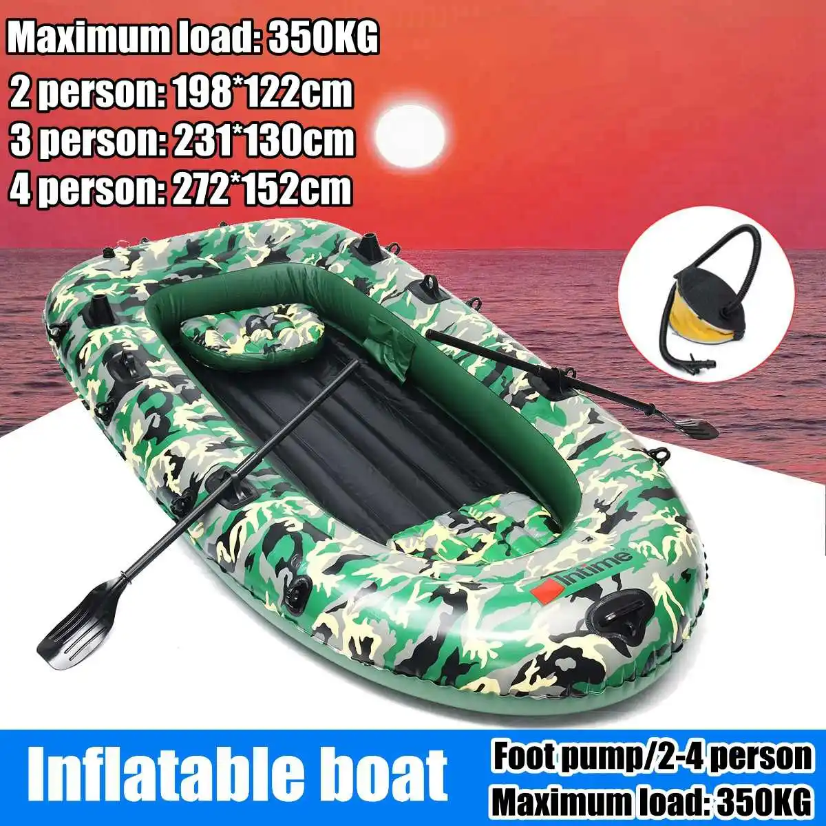 Sports fishman 2/3/4 Person PVC thick inflatable boat fishing inflatable kayak paddle pump dinghy air raft Rowing Boats