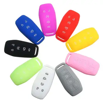 

5 Bottons Silicone Key FOB Case Shell Cover For FORD/FUSION/LINCOLN/MKZ/MUSTANG F-150 9 Colors