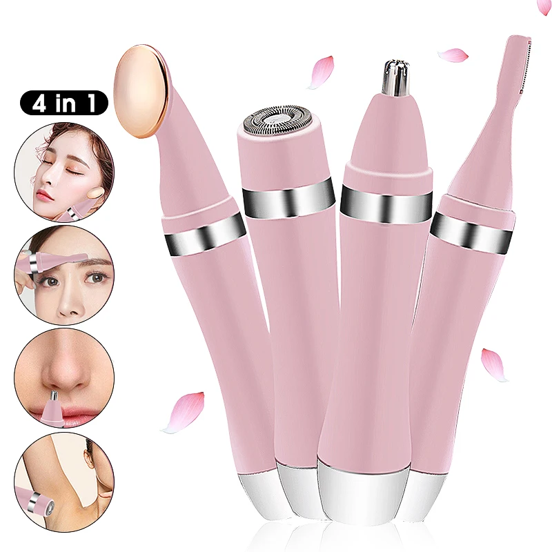

4in1 Cordless &Portable women Facial Epilator Electric Female Epilator Leg Body Hair Removal Depilatory Mini Lady Shaver