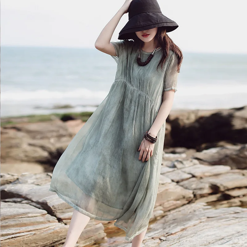 Летнее Повседневное платье NINI WONDERLAND 2020 Женские однотонные Классические платья