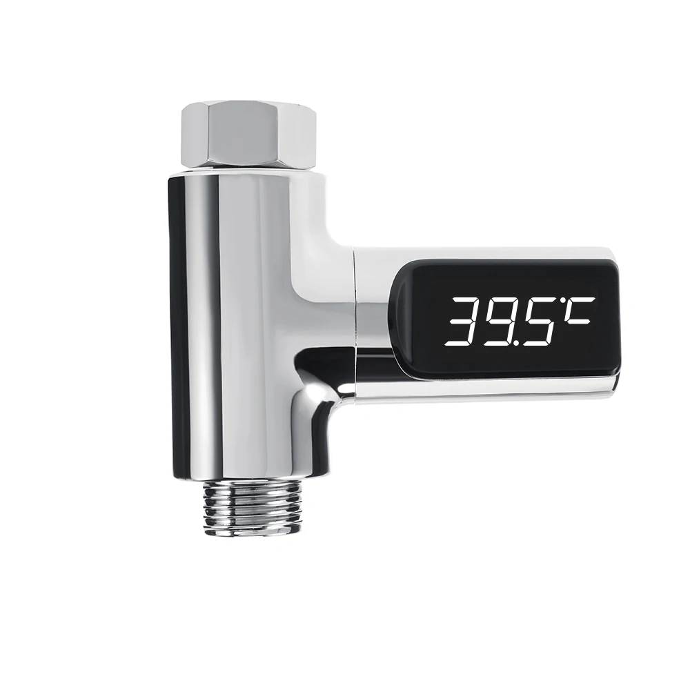Billig Neueste Led anzeige Home Wasser Dusche Thermometer Fluss Selbst Generierende Strom Wasser Temperture Meter Monitor Für Baby Pflege