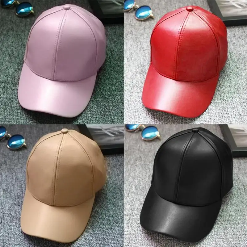 Мужская и Женская бейсбольная Кепка из искусственной кожи, Кепка Snapback для спорта на открытом воздухе, регулируемая модная кепка, Красный/хаки/черный/розовый/темно-синий/коричневый