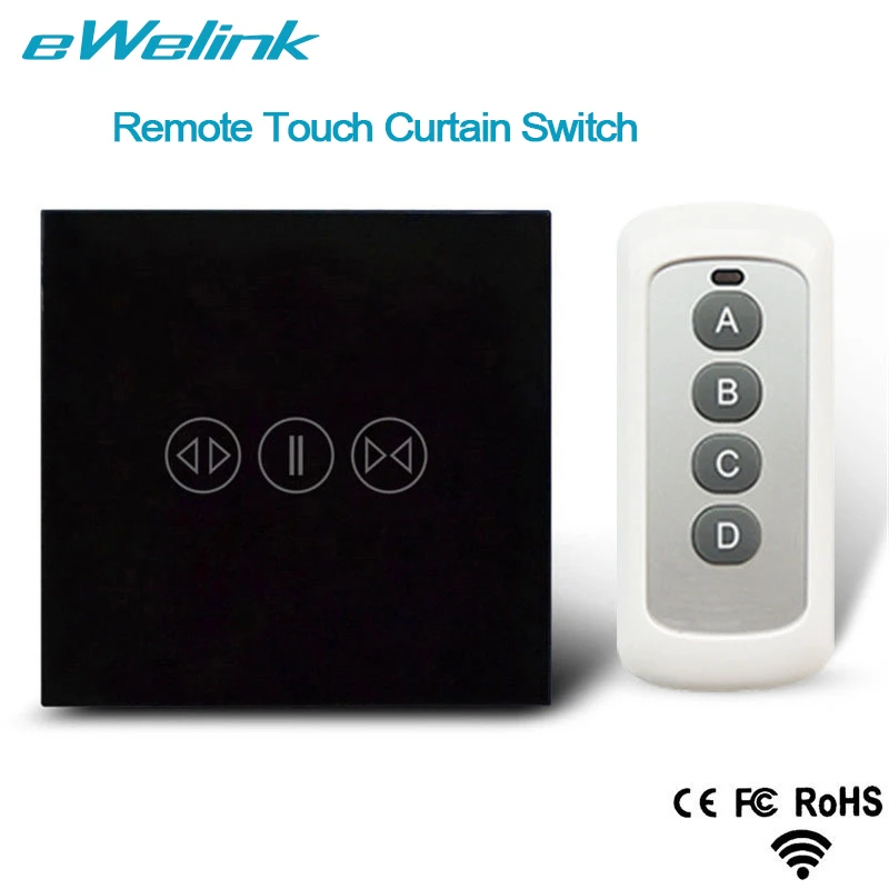 

eWelink EU Standard Wireless Remote Control Curtain Switches Glass Panel Touch Curtain Switch for Electric Curtain