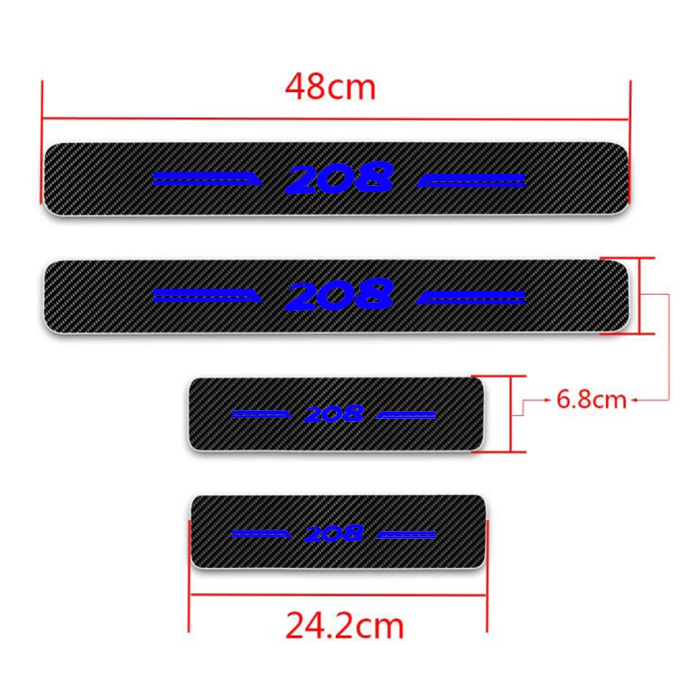 Auto Accessories For Peugeot 208 Car Door Plate 4D Carbon Fiber Vinyl Stickers Look Car Sticker Sil