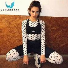 Гимнастическая майка женская рубашка с длинными рукавами спортивный топ Йога Тренировка Фитнес Одежда быстросохнущая дышащая Мода Луна шаблон Slim Fit