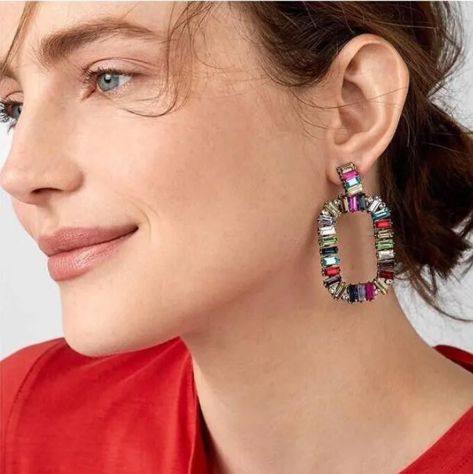 

Vintage ZA Earrings for Women 2019 Fashion Geometric Oval Square Crystal Dangle Earring Statement Earring Female Hanging Jewelry