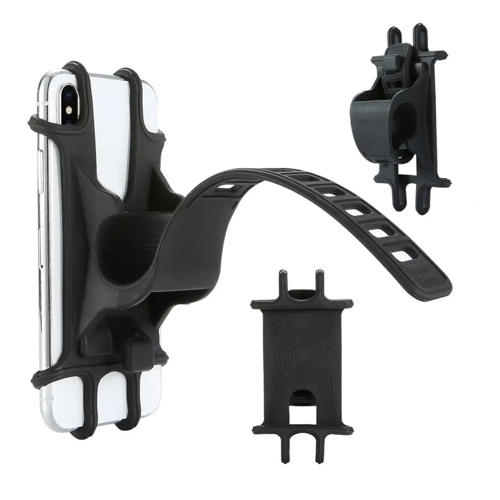 

Mobile Phone Silicone Holder For Motorcycle Bike Bicycle Mobile Mount Buckle Pull Non-slip For Cellphone Handlebar 1Pcs Black