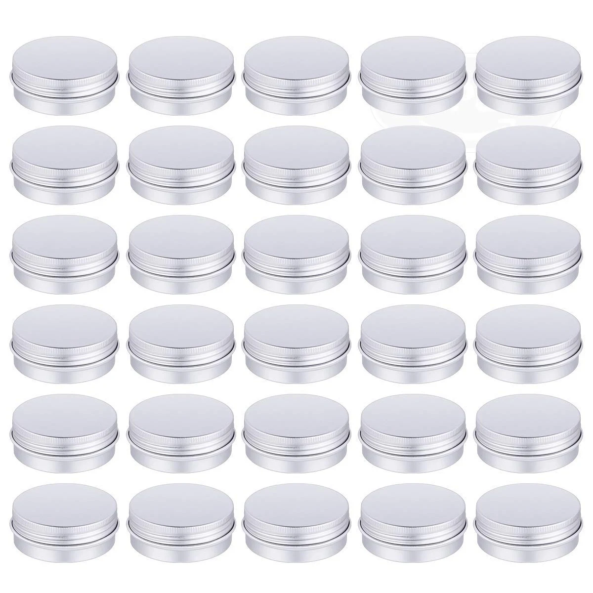 

30 Pack Screw Top Round Metal Lip Balm Tins Containers Lids (1oz)