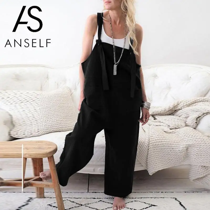 

Tracksuit for Women Vintage Cotton Linen Dungarees Loose Jumpsuits Pantsuit Wide Legs Trousers Oversized Overalls Rompers female