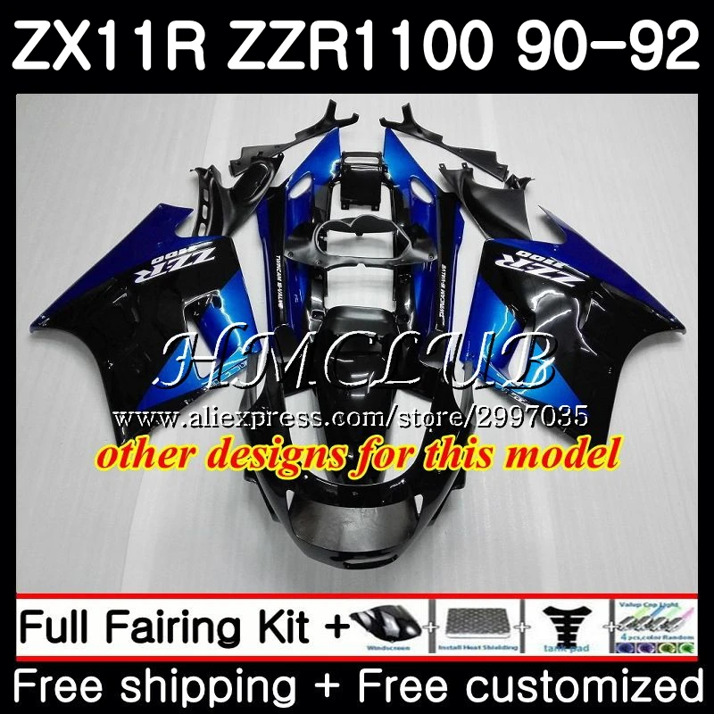 Корпус темно синий Лидер продаж для KAWASAKI NINJA ZX 11R ZZR1100 1990 1991 1992 50HC.7 ZZR 1100 ZX11 R 11 ZX11R 90 91
