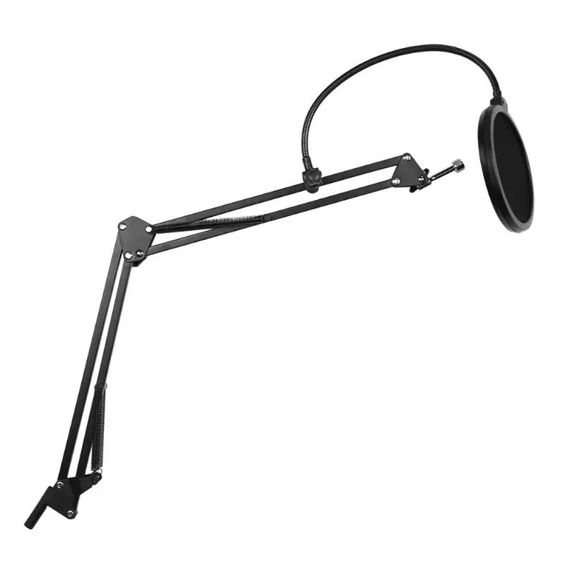 ALLOYSEED Microphone Suspension Boom Scissor Arm Stand Holder Mic Floor Mount Support Bracket