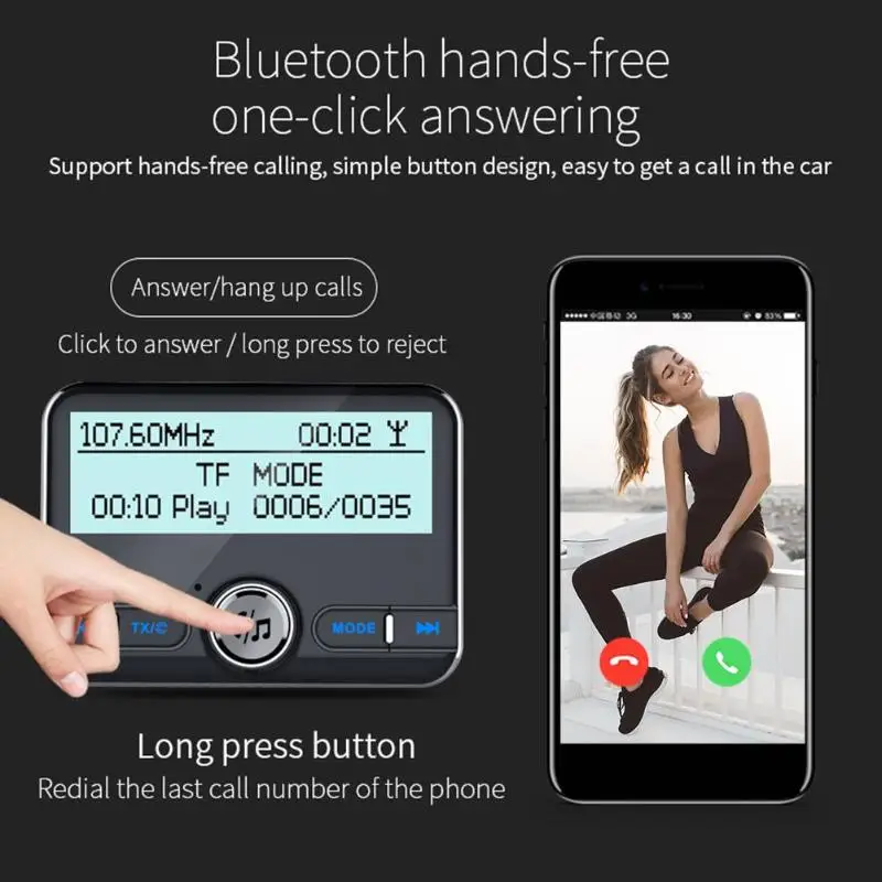

FM Transmitter Bluetooth Car Fast-Charging FM Modulator Hands Free Music MP3 Player Car Digital Wireless Audio Broadcast Adapte