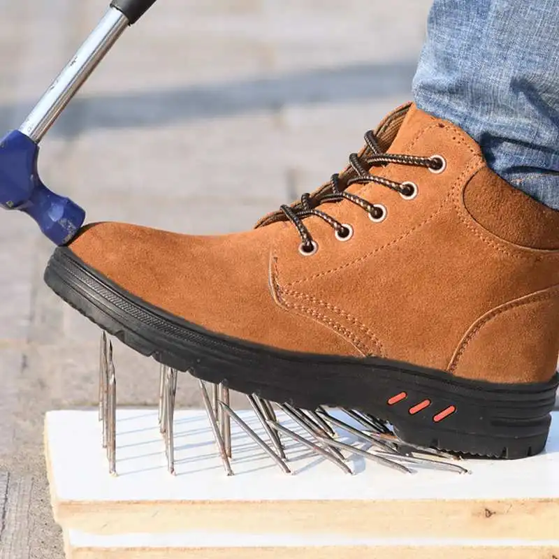 

Big Size Faux Suede Safety Shoes For Men Steel Toe Work Safety Boot Anti-smashing Anti-puncture Protection Shoes Men Sneakers