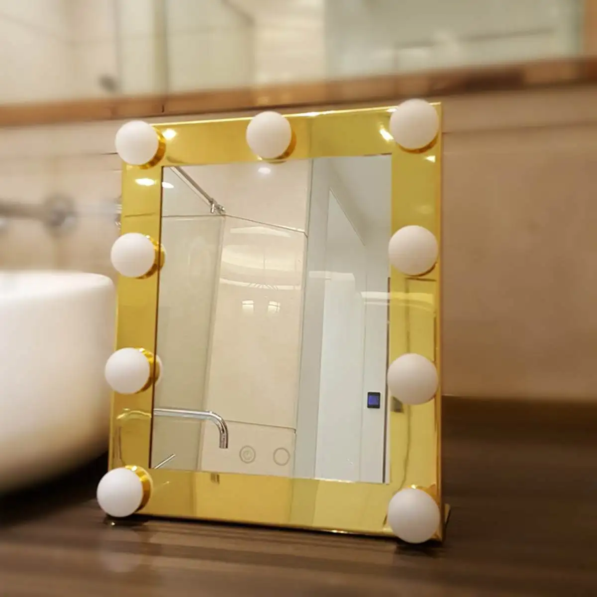  Vanity Tabletops Lighted Makeup Mirror With 9 LED Bulb Lights Touch Screen Beauty Mirror Adjustable - 32977514075