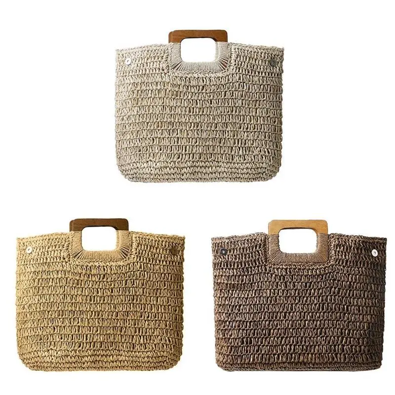 

Vintage Large Capacity Totes Women Woven Shoulder Handbags Top-handle Bags