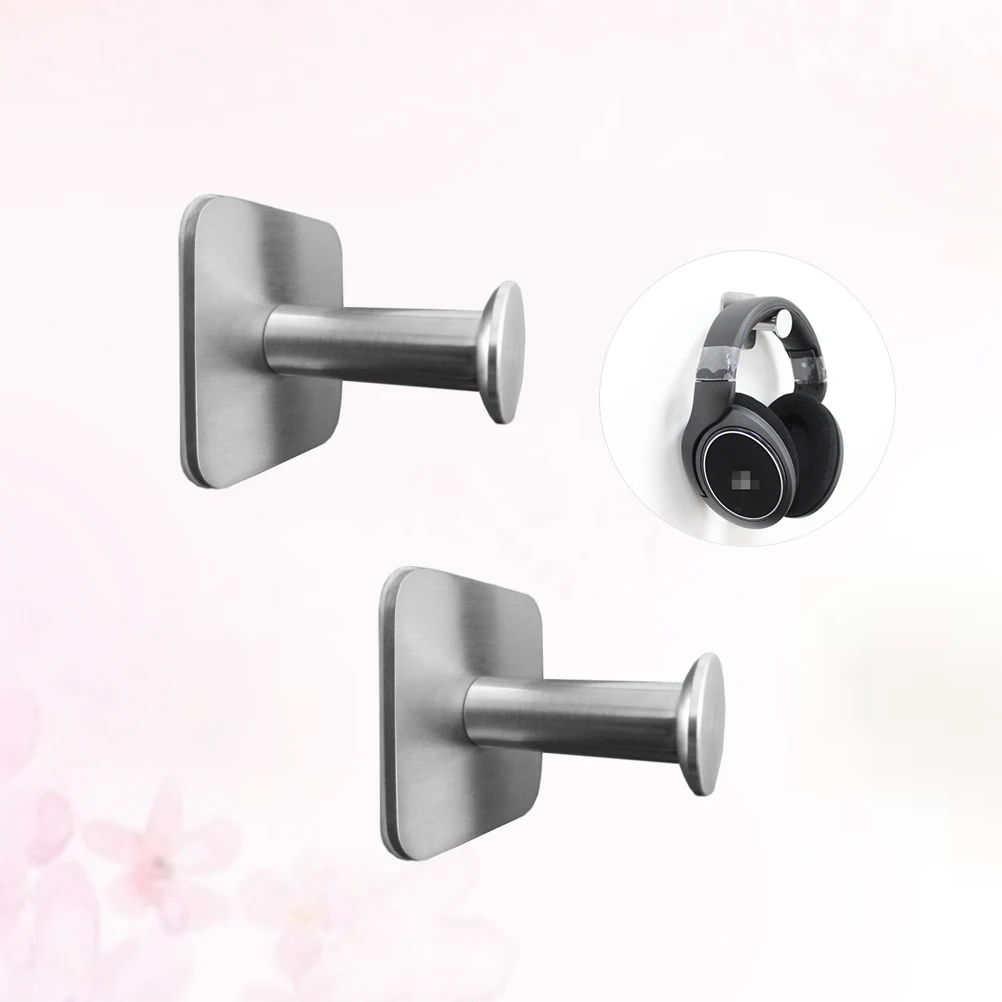 2 Pcs Headphone Stand Stainless Steel Adhesive Extensible Display Stick On Headphone Hanger Hook for Earphone Headset