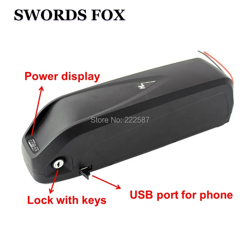 Литий ионный аккумулятор для электровелосипеда SWORDS FOX 48 В 16 Ач с USB 750 Вт 1000 30 А без