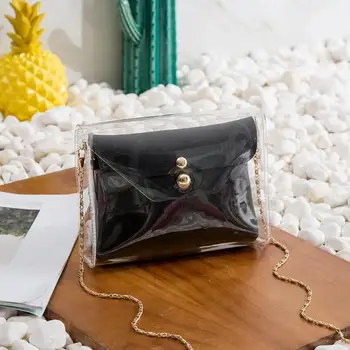 

2pcs New Fashion Transparent Clean Chain Bags For Women Female Girls Mini Bag Sac A Main Can Be Carried Across Oblique Satchel