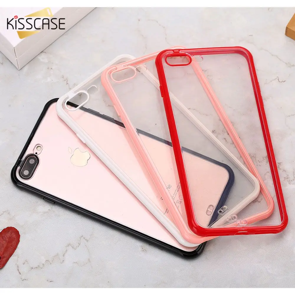 

KISSCASE Soft Transparent Case for iPhone 7 8 6 6s plus Colored border Phone cases for iPhone X XS MAX XR shockproof cover coque