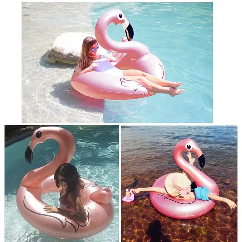 

Inflatable Swimming Ring Printing Sequined Rose Gold Female Flamingo Swimming Ring Floating Row Mount Water Supplies