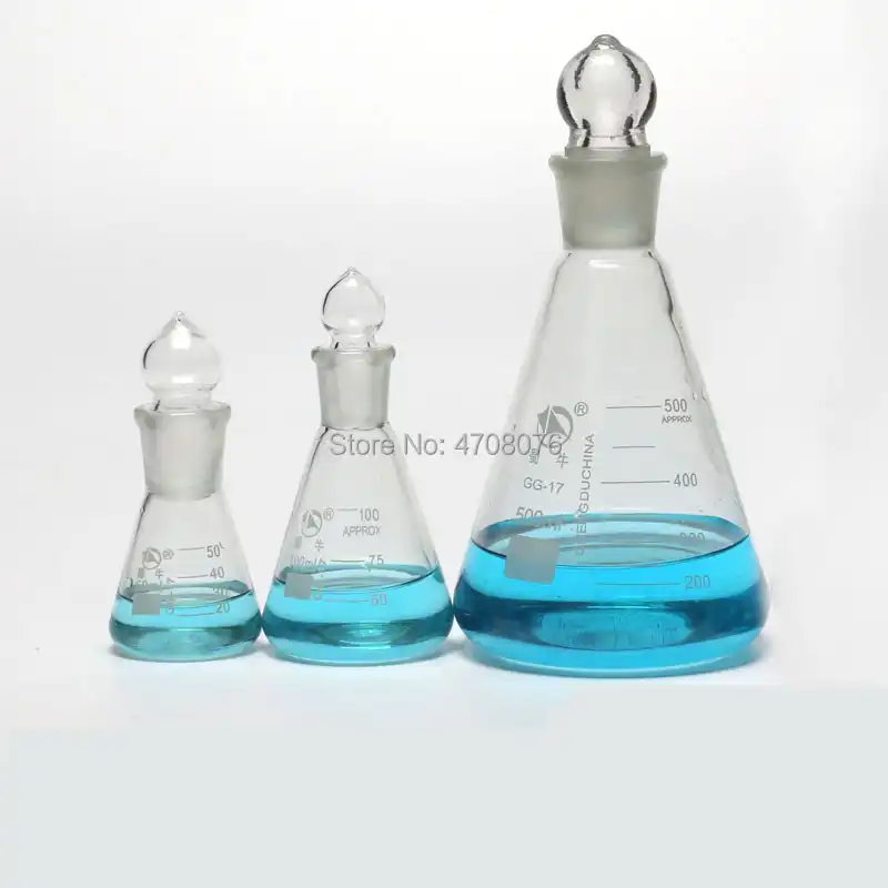 Glass graduated conical flask with stopper Borosilicate Erlenmeyer flask Pyrex triangle flasks