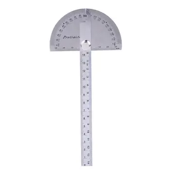 

Stainless Steel 0-180 Degree Angle Straight Ruler Round Head Rotary Protractor 145mm Adjustable Metric Metal Measure Tools