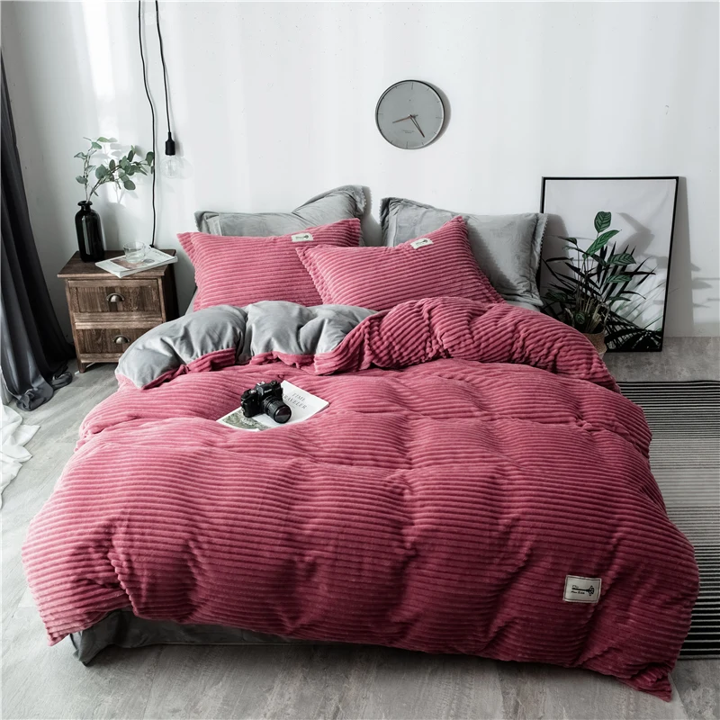 

Bedding Sets 3/4pcs Duvet Cover Bed Sheet Pillow Cover Polyester Autumn Winter Warm Home Textile Soft and comfortable Free mail