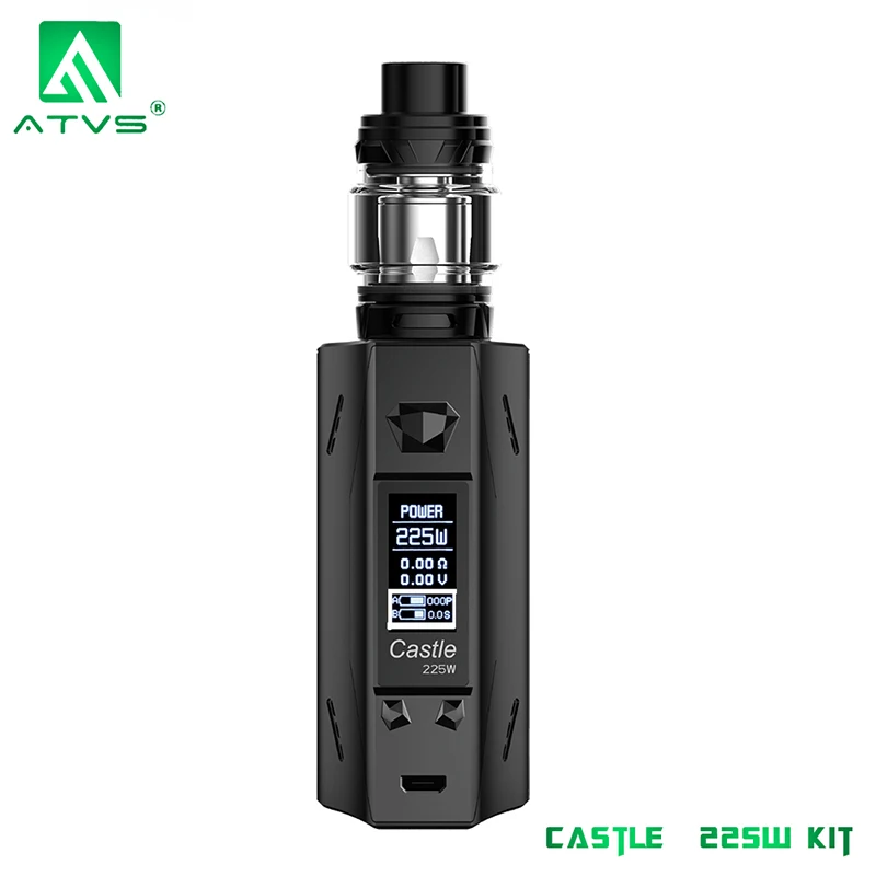 ATVS Castle 225W E Cigarette Vape Mod Kit TC Bypass Box Mod 0.96 OLED Screen No Dual 18650 Battery 5ml SR-11 Mini Tank Mesh Coil ATVS Castle 225W E Cigarette Vape Mod Kit TC Bypass Box Mod 0.96 OLED Screen No Dual 18650 Battery 5ml SR-11 Mini Tank Mesh Coil
