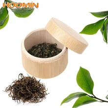 HOOMIN деревянный контейнер для матча, органайзер, портативный контейнер для чая, круглая бамбуковая коробка для чая, мини, ручной работы, натуральная чайная банка, держатель для хранения