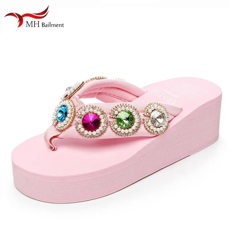 

Summer Woman The Scholars The Word Drag Ma'am Slipper Cool Slipper Increase On Vacation Beach Shoes Thick Soled Shoes ( )