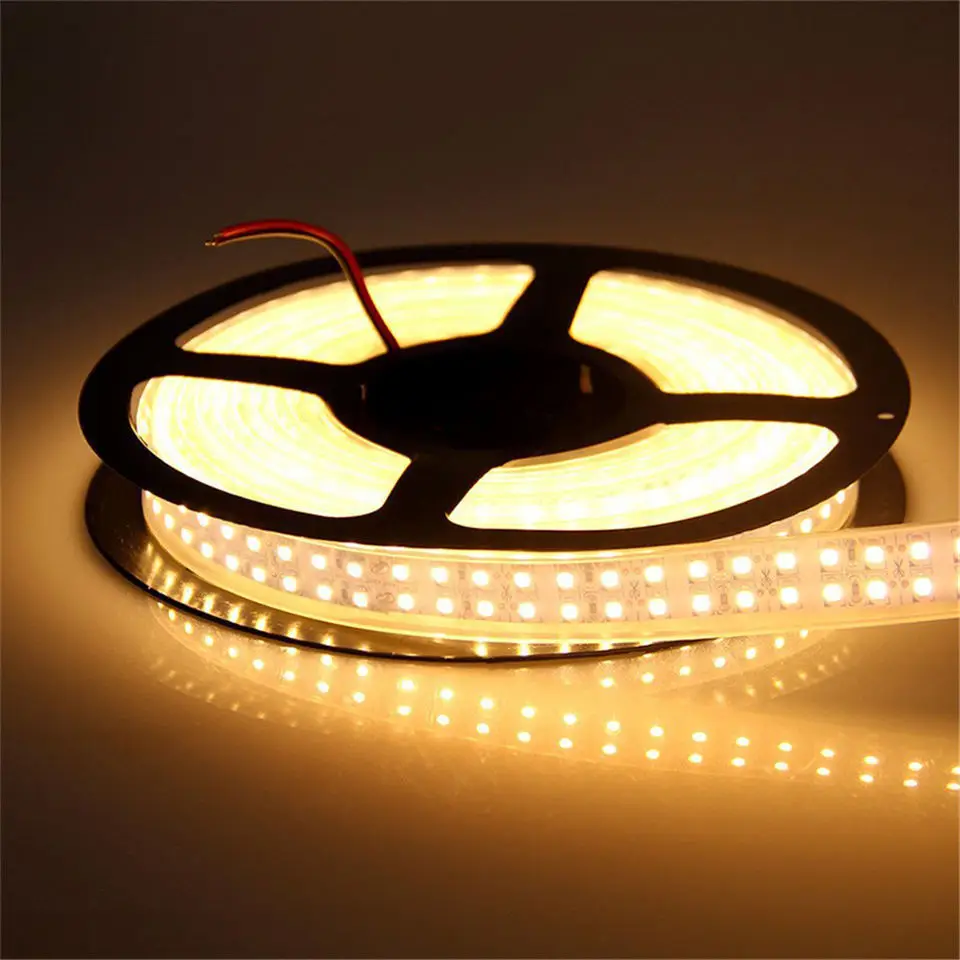 Светодиодная лента 12V 240 led/M 3528 двухрядная 5M 1200leds Гибкие Огни Лента теплая/белая IP67
