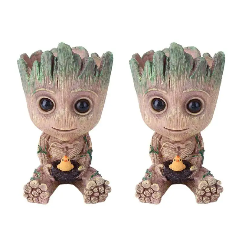 Home Decor Ornament Stationery Pen Pot Groot PVC Figures Model Plant Flowerpot