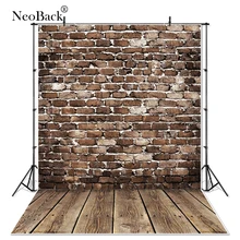 NeoBack Vinyl Vintage ciemne brązowe ściana z cegły drewno noworodka fotografia tło dzieci dzieci Photophone Studio tło do zdjęć
