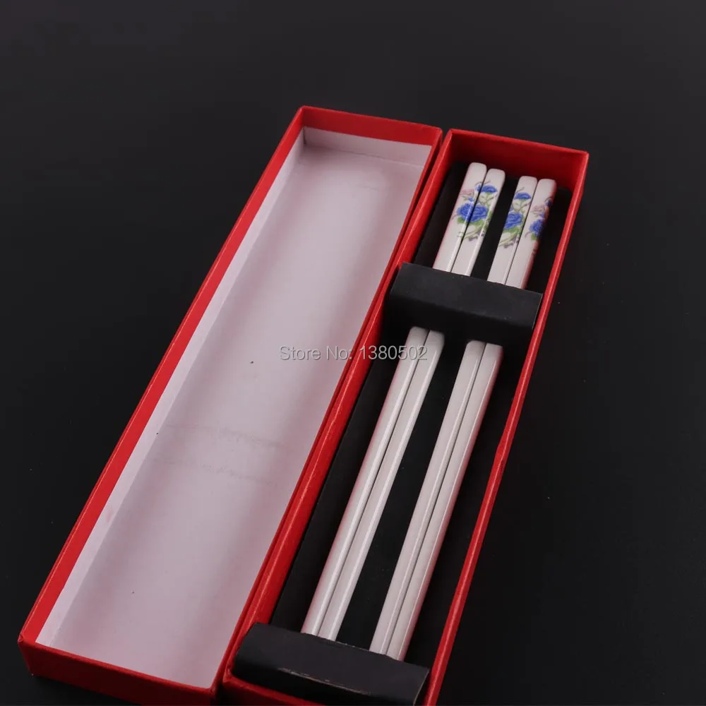 2Pairs/lot Chinese Style High Quality Ceramic Chopsticks Peony Flower Sushi Food Chop Sticks Gift for Friend | Дом и сад