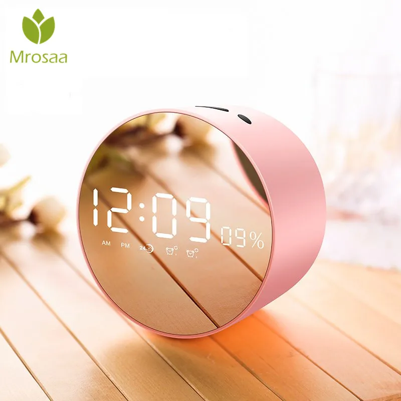 

2 In 1 LED Digital Alarm Clock Wireless bluetooth Speaker clock Mini LED Mirror Subwoofer Waterproof Speakers Desktop clocks