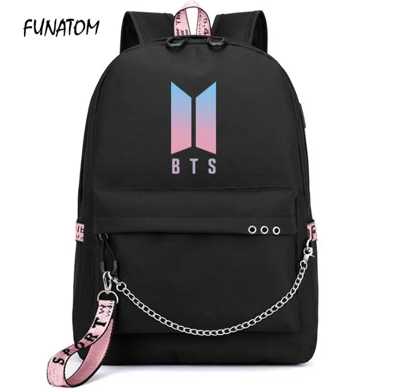 

BTS Backpack Girls Backpack Children School Bags Laptop Backpack Rugtas Mochila Bts Backpack Women USB Headphone Port