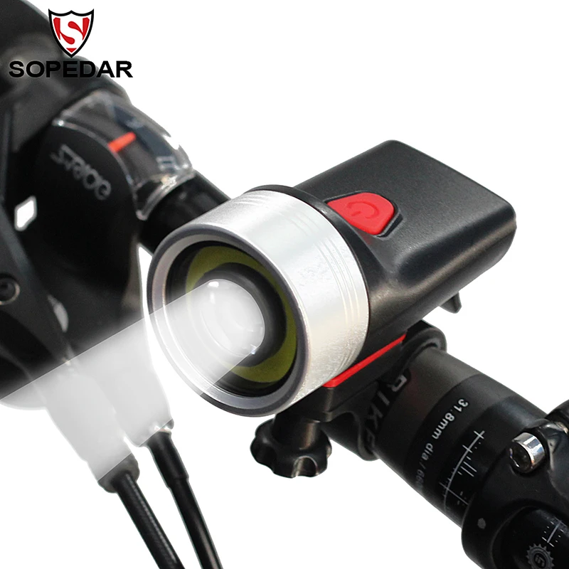 

SOPEDAR MTB Road Bicycle LED Front Light Features Waterproof Built-in Battery USB Charging 360 LM Bicycle Headlights 4 Modes