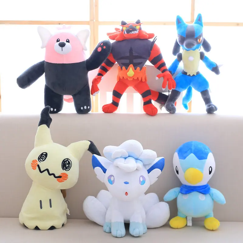 

Zombie Pikachu Plush Toy Janpanese Movie Figure Mimikyu Toy cute Bewear Game doll Piplup Vulpix fox Incineroar Lucario
