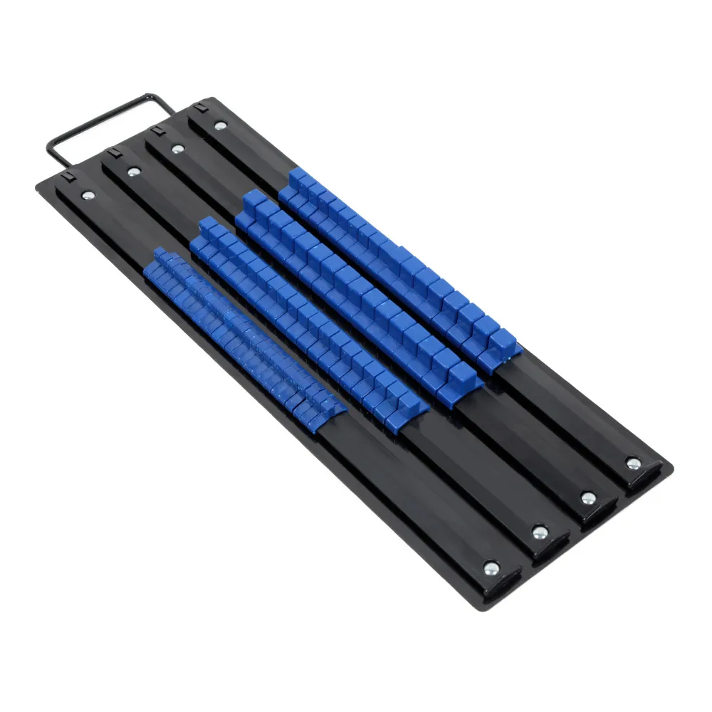 

80pcs Socket Tray Rack 1/4 3/8 1/2 inch Snap Rail Tools Organizer Metal Plastics for Garage Work Socket Holder