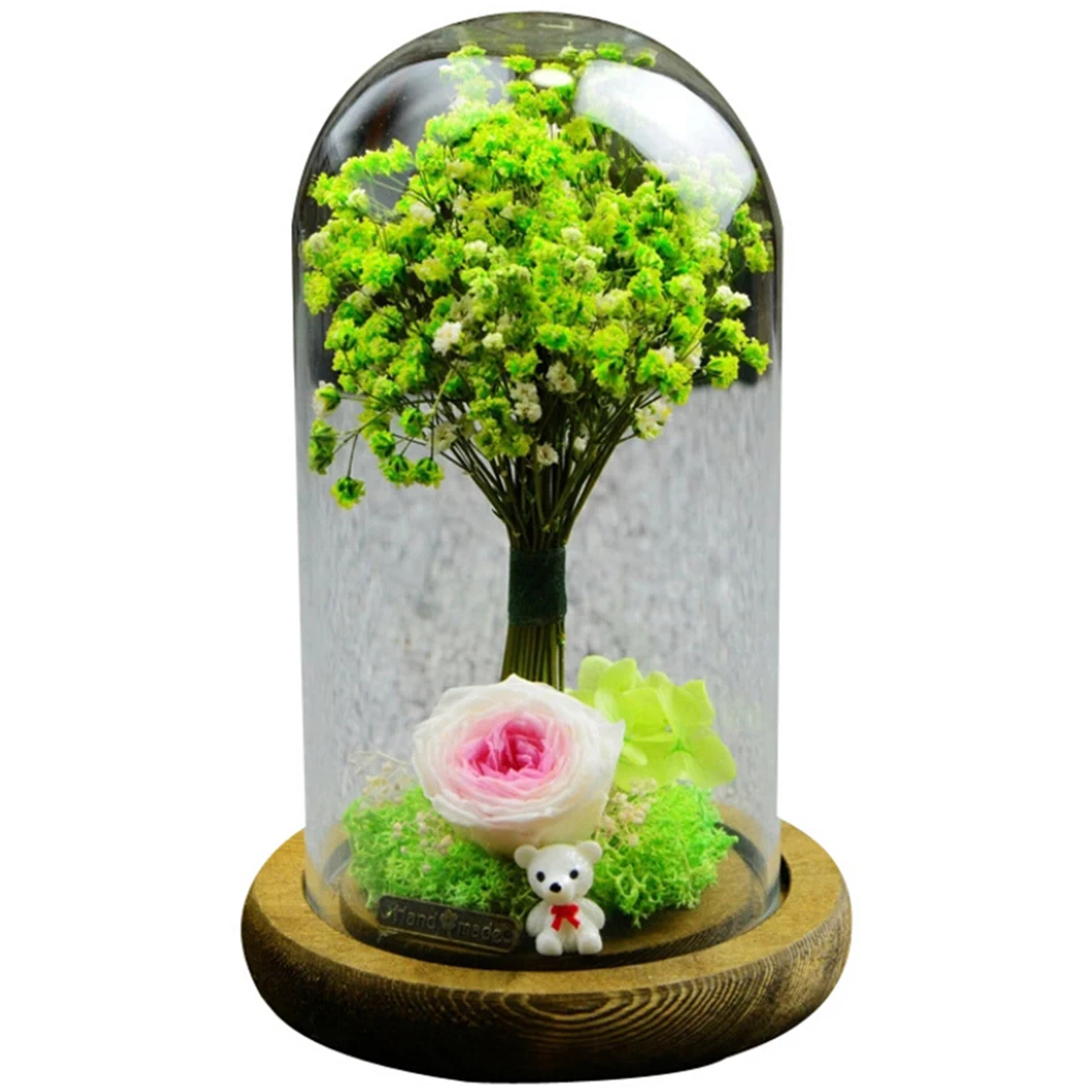 

Romantic Ecology Preserving Flowers Gift Box Eternal Flower Glass Cover Gift Box Rose Flower Creative Decoration Ornaments