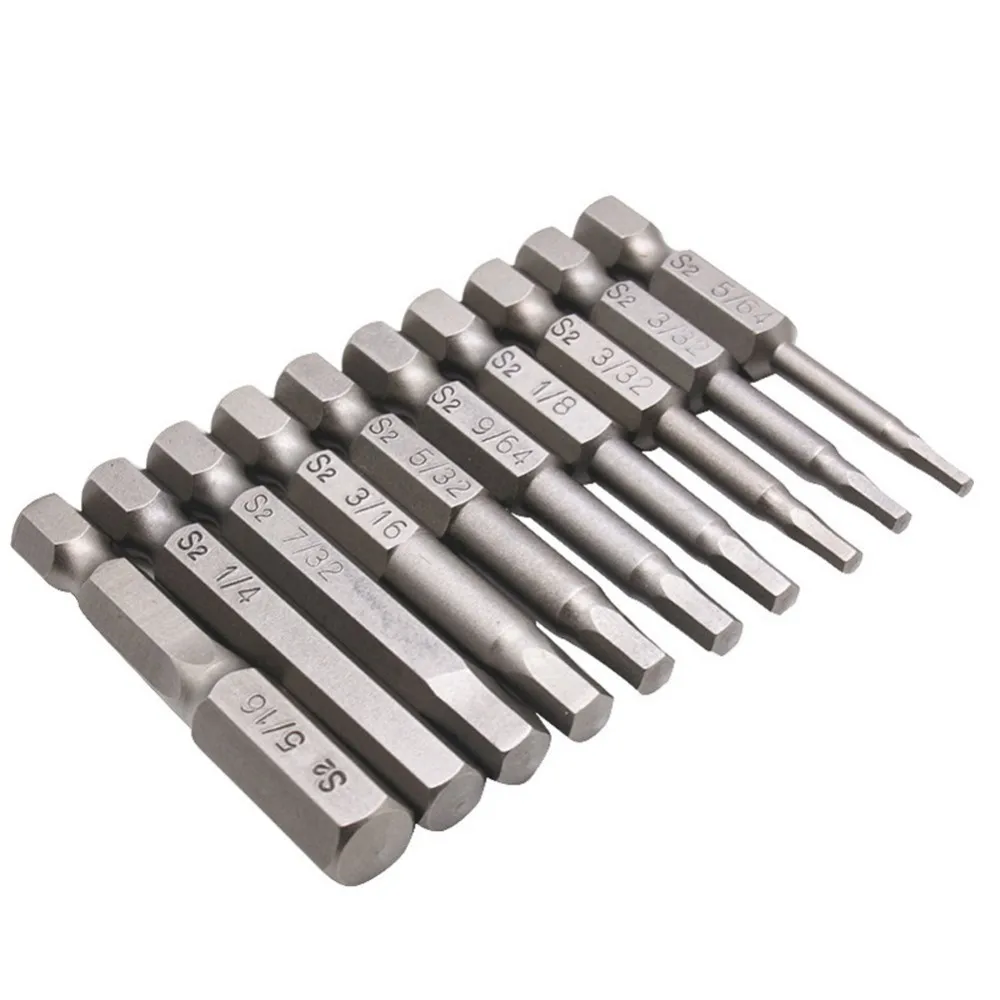 10 Pcs Hex Head Allen Wrench Drill Bit Set Magnetic Tips Quick Release Shank for Easy Attachment Solid S2 Steel Alloy 