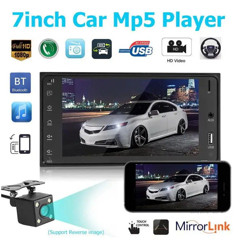 

7" Touch Screen Car MP5 Player 1024*600 Bluetooth Stereo Video Audio FM Radio Media Player Support Reversing Image for Corolla