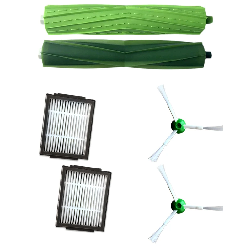 Robot Vacuum Cleaner Replacement Spare Parts 2xHepa Filter + 2xSide Brush + 2x Brush Roll For Roomba I7 E5 E6 I Series 